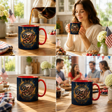 250th American Independence Anniversary Coffee Mug 1776–2026, Patriotic 4th of July Gifts for Men Women, Dad Mom Grandma Grandpa, 11oz 15oz Ceramic Mug