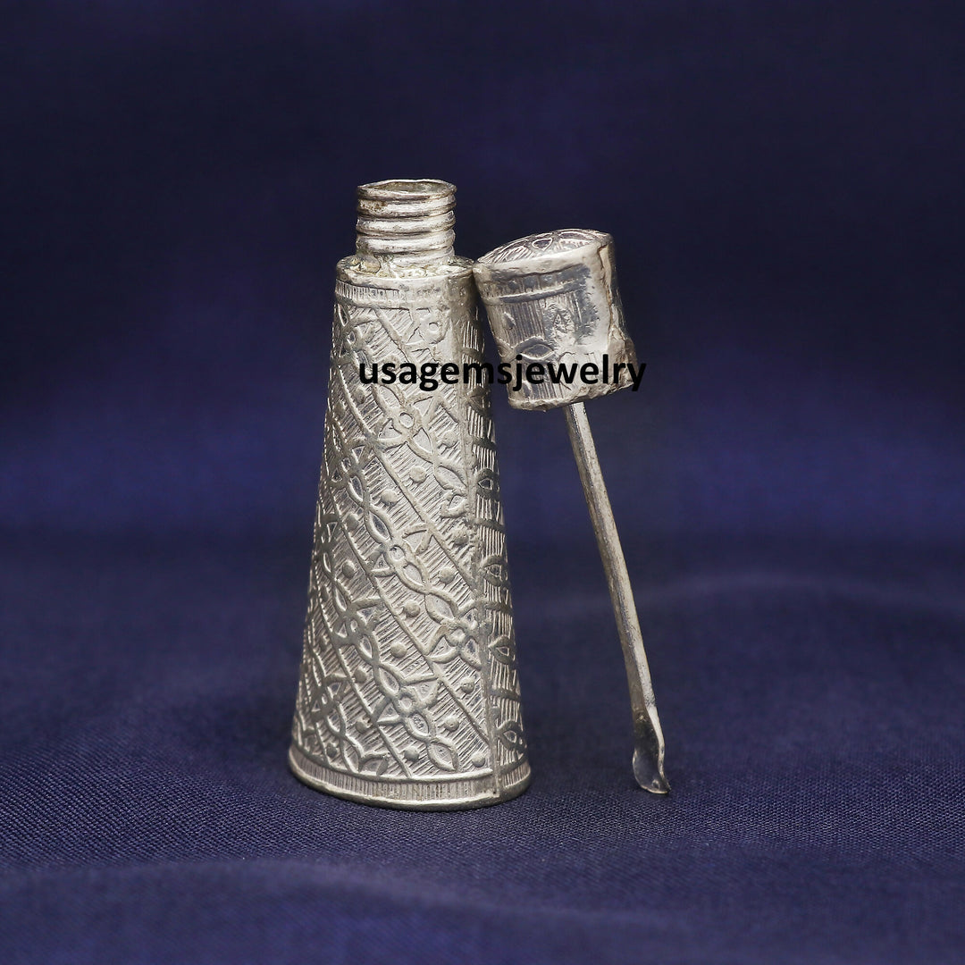 Pure Silver Sindoor Dani with Stick | Chandi Sindoor Box for Women | Traditional Kumkum Container | Wedding & Festive Gift BJ1004- on Lucasgift