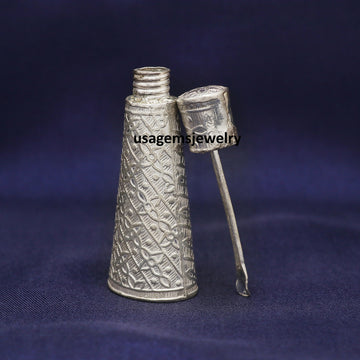 Pure Silver Sindoor Dani with Stick | Chandi Sindoor Box for Women | Traditional Kumkum Container | Wedding & Festive Gift BJ1004- on Lucasgift