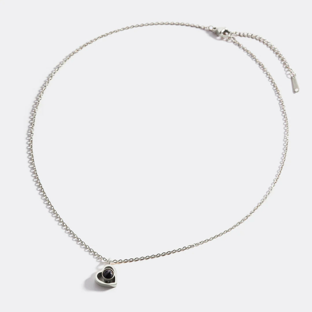 Personalized Stainless Steel Heart Shape Photo Projection Necklace Custom Picture Necklace Fashion Trend Couple Jewelry- on Lucasgift