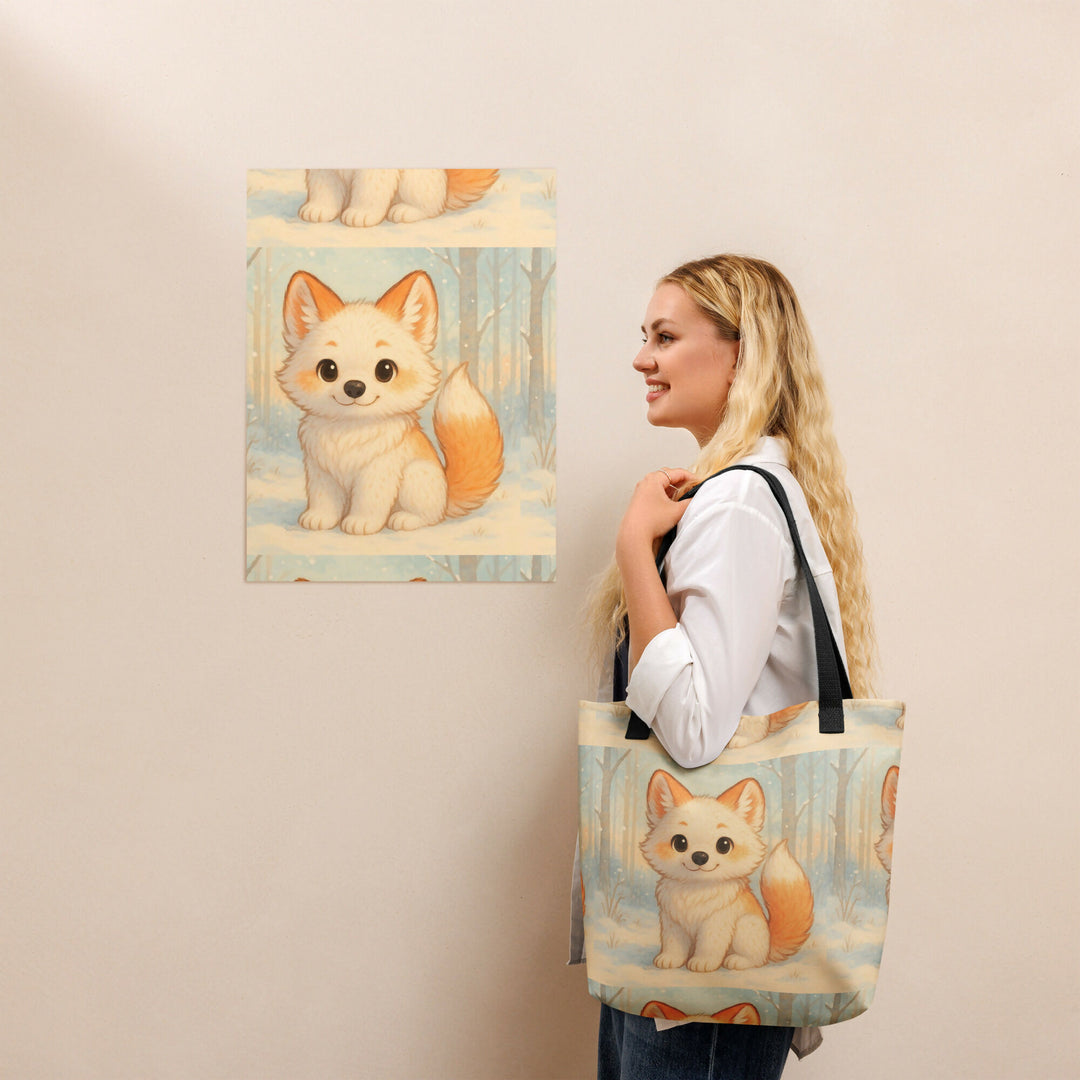 Snowy Pup Adventure – Whimsical Fox Tote- on Lucasgift