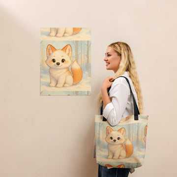 Snowy Pup Adventure – Whimsical Fox Tote- on Lucasgift