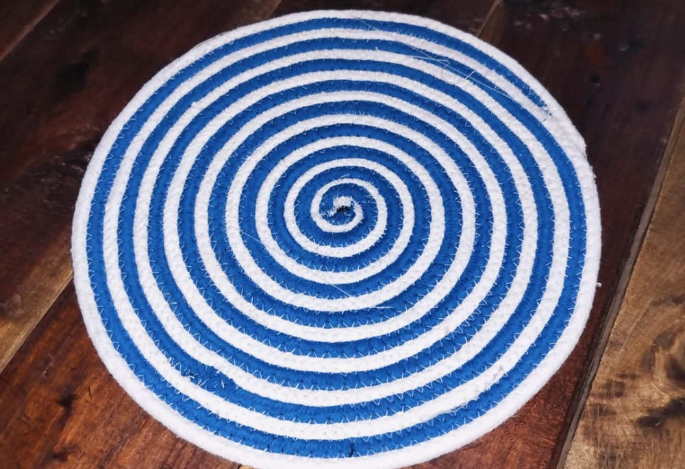 Sonia Artisan Collections | Handmade Blue Round Cotton Rug | Boho Floor Mat | Eco-Friendly Bulk Export- on Lucasgift