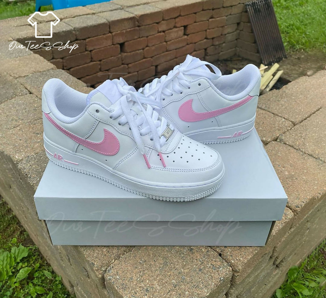 Custom Pink Label AF1 Sneakers, Hand Painted Personalized Shoes