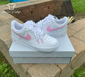 Custom Pink Label AF1 Sneakers, Hand Painted Personalized Shoes