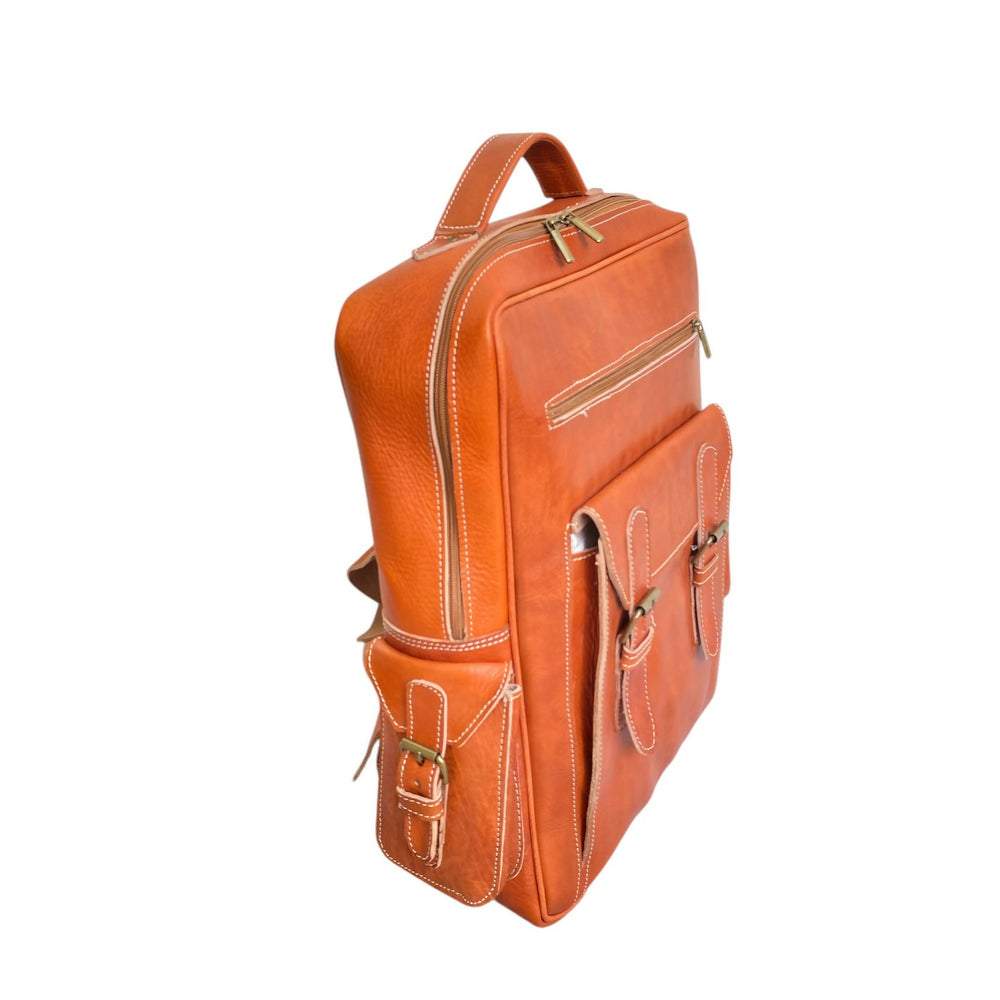 Traditional Berber Style Real Leather Rucksack - Handmade Morocco Travel Bag- on Lucasgift