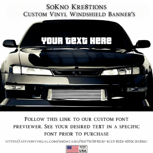 Custom Windshield Banner 24 inch - Personalized Vinyl Decal Text- on Lucasgift