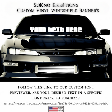 Custom Windshield Banner 24 inch - Personalized Vinyl Decal Text- on Lucasgift