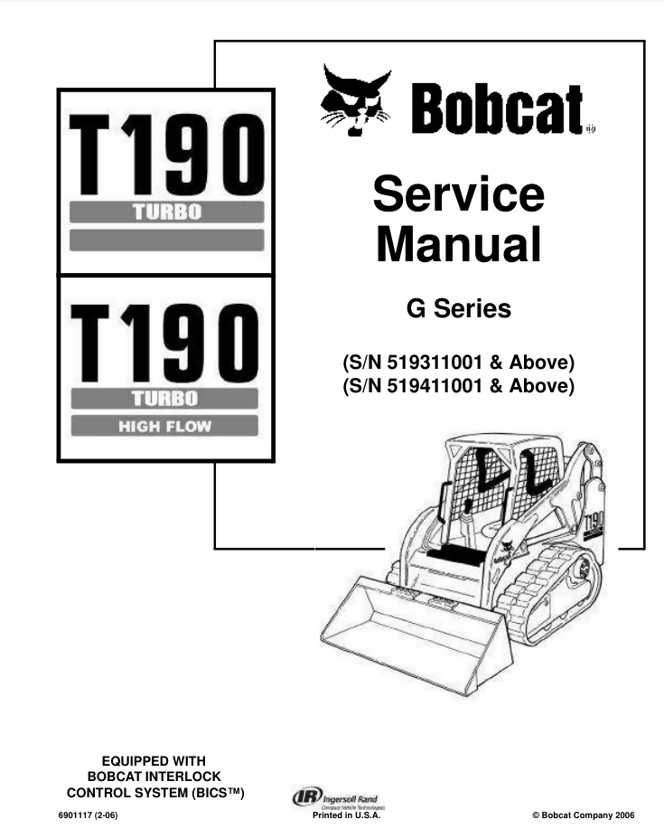 BOBCAT T190 COMPACT TRACK LOADER SERVICE REPAIR SHOP MANUAL- on Lucasgift