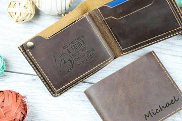Men's Bifold Leather Wallet, Brown , Real Leather, Same Day Shipping, Free Shipping US- on Lucasgift