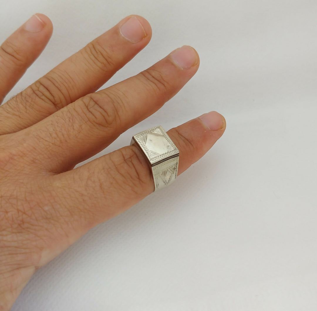 Tuareg Ring Brass Ebony Moroccan Jewelry Berber Handmade African Vintage, Tribal Ethnic- on Lucasgift