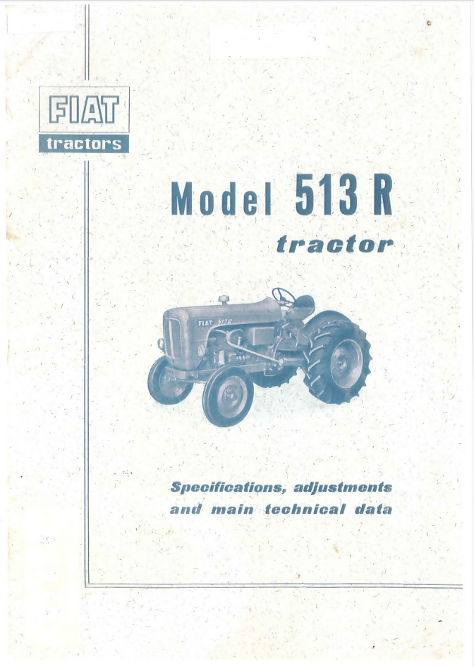 FIAT 513R TRACTOR WORKSHOP SERVICE MANUAL- on Lucasgift
