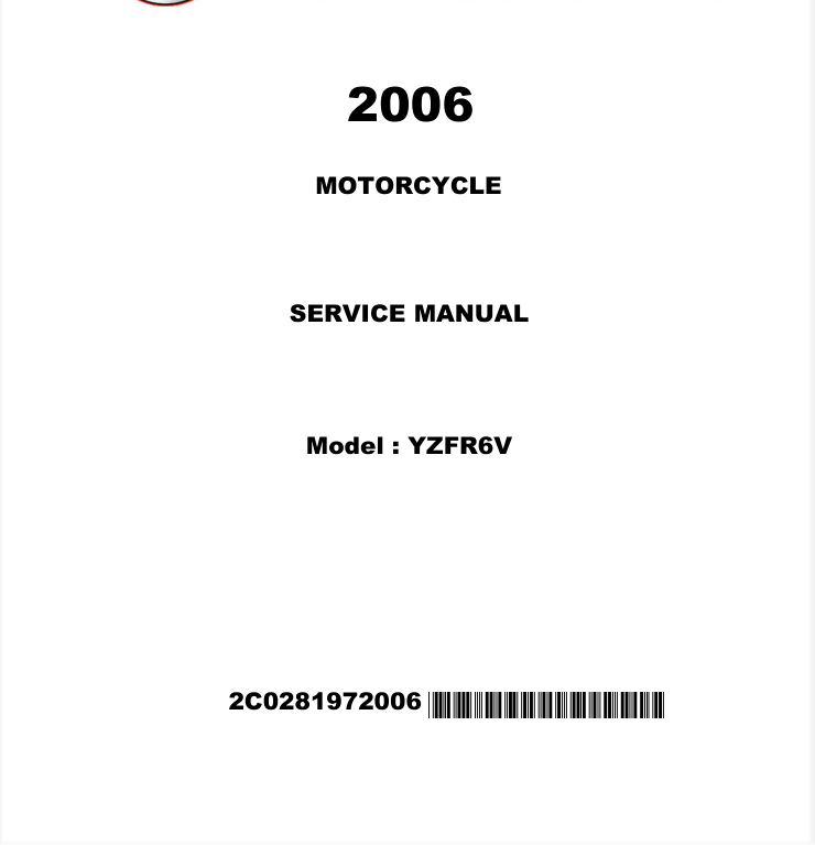 YAMAHA YZF-R6 2006 2007 WORKSHOP MANUAL- on Lucasgift