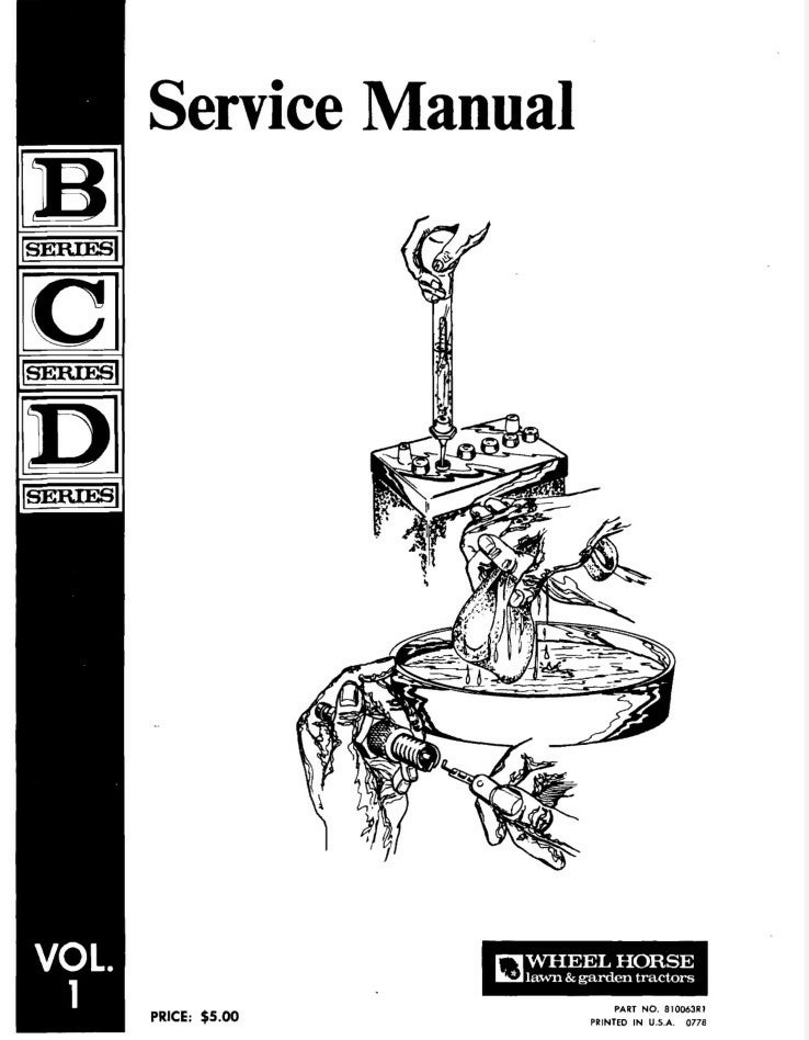 Wheel Horse Series B C D Volume 1 Lawn Tractor Manual- on Lucasgift