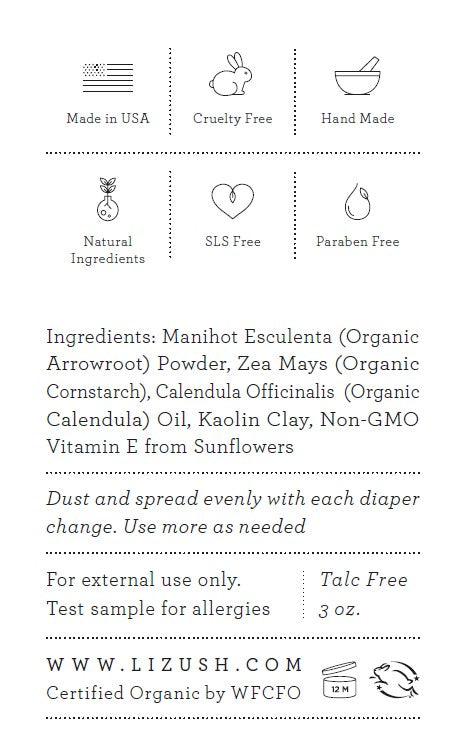 ORGANIC BABY POWDER - Talc Free- on Lucasgift