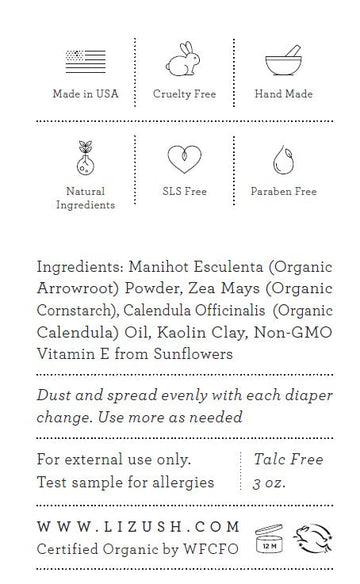 ORGANIC BABY POWDER - Talc Free- on Lucasgift