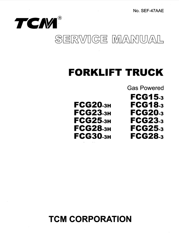 TCM FCG25-3H FORKLIFT SERVICE REPAIR MANUAL- on Lucasgift