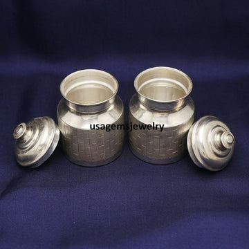 925 Sterling Silver Milk Oil Canister Antique Handmade Kitchen Decor Accent | Weight 57.8 Grams BJ1013- on Lucasgift