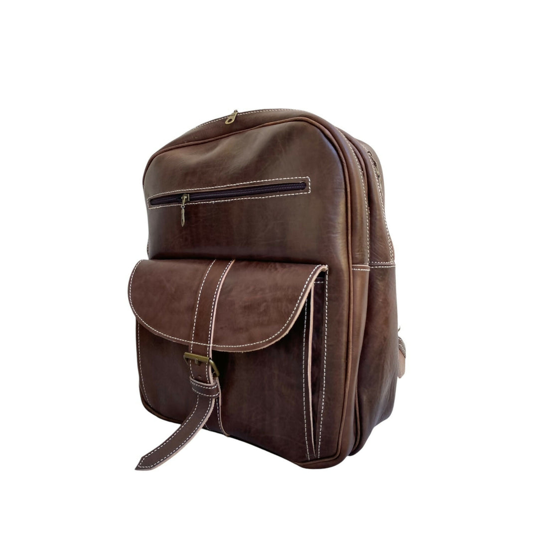 Genuine Leather Backpack Handmade Moroccan Craftsmanship Vintage Professional Style- on Lucasgift