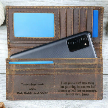 Personalized Men's Long Leather Wallet , Real Leather, Same Day Shipping, Free Shipping US- on Lucasgift