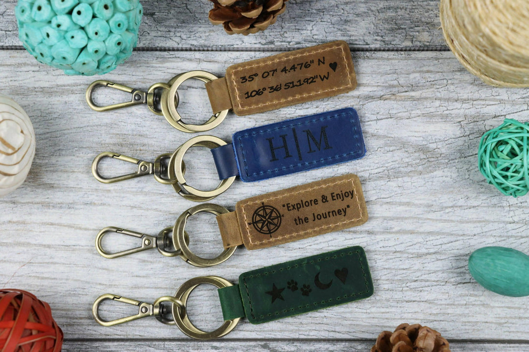 Custom Leather Keychain , Real Leather, Same Day Shipping, Free Shipping US- on Lucasgift