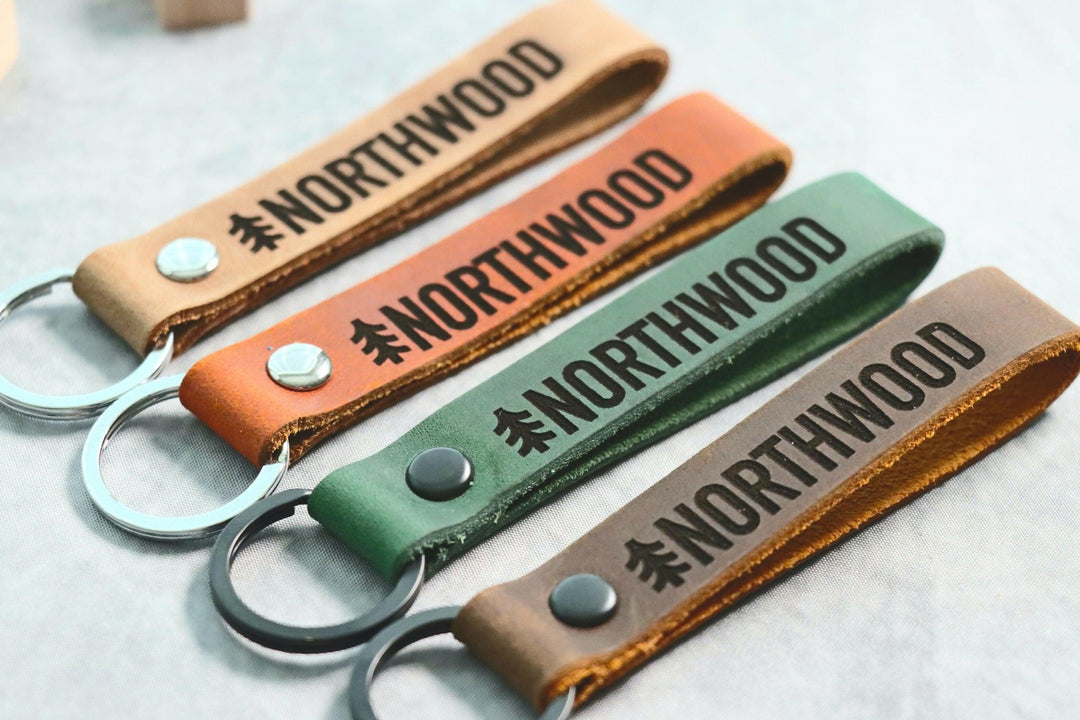 SLIM Business Logo Keychain, Custom Leather Keychain- on Lucasgift