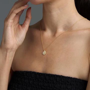 Daisy Necklaces for Women, Christmas Gift for Her, Personalized Handmade Summer Jewelry Minimalist 925 Sterling Silver Pendant, Gift for Mom- on Lucasgift