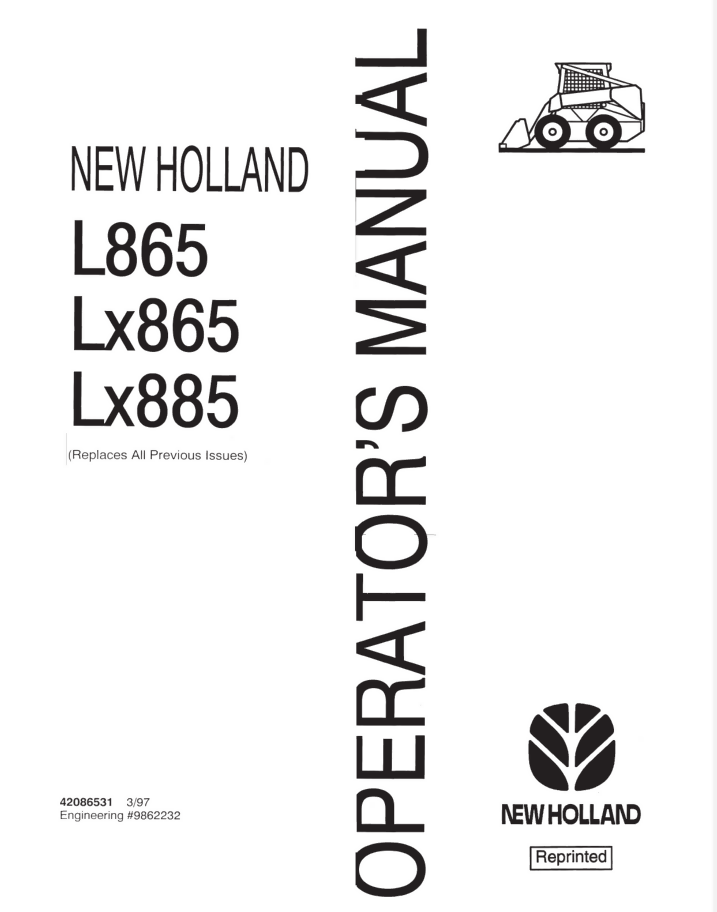 New Holland L865 LX865 LX885 Skid Steer Loader Operators Manual- on Lucasgift