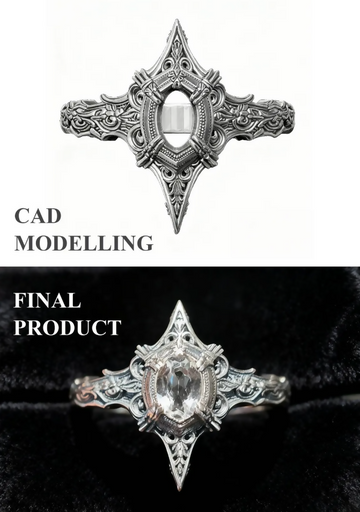 Cathedral Crown Ring, Handmade Sterling Silver Gothic Architectural Statement Band- on Lucasgift