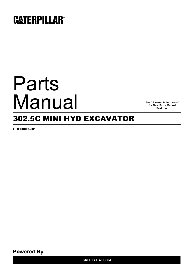 CAT Caterpillar 302.5C Mini Hyd Excavator GBB Parts Manual