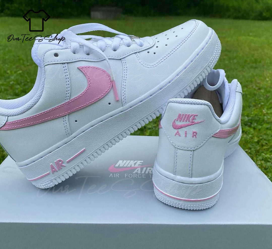 Custom Pink Label AF1 Sneakers, Hand Painted Personalized Shoes