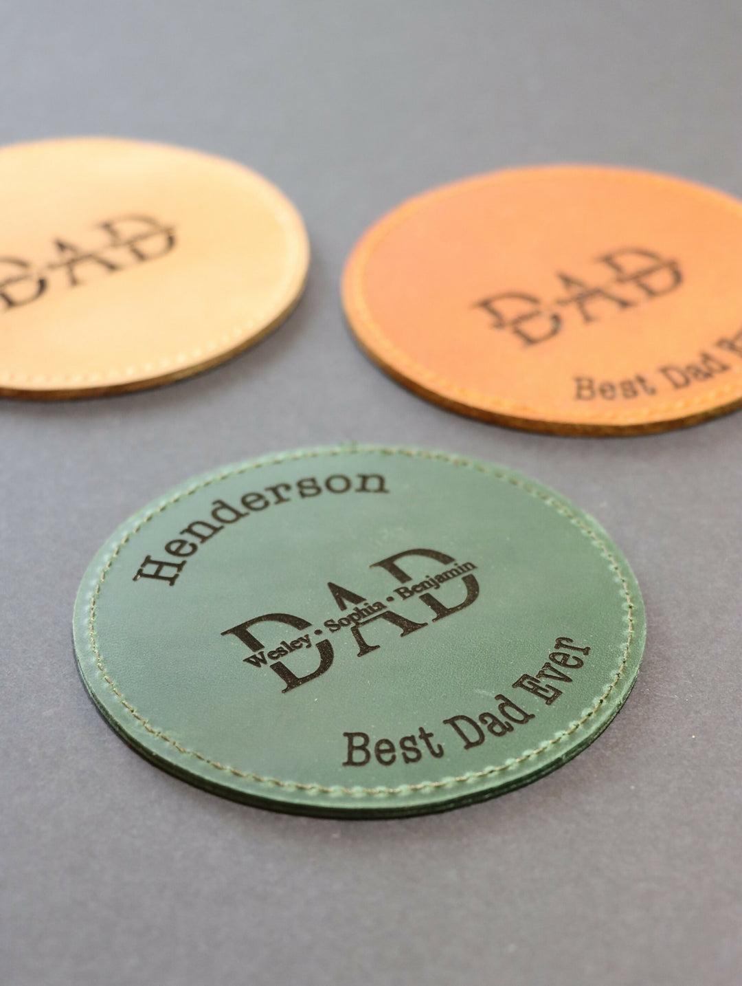 Pack of 8 LEATHER DAD COASTERS for Father's Day- on Lucasgift