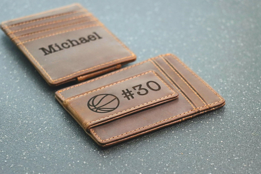 BASKETBALL Personalized Wallet / Magnet Wallet / Teen Wallet / Name Wallet - LEATHER WALLET- on Lucasgift