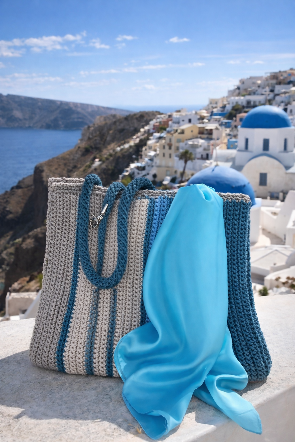“Santorini Breeze” – Handmade Knitted Bag- on Lucasgift