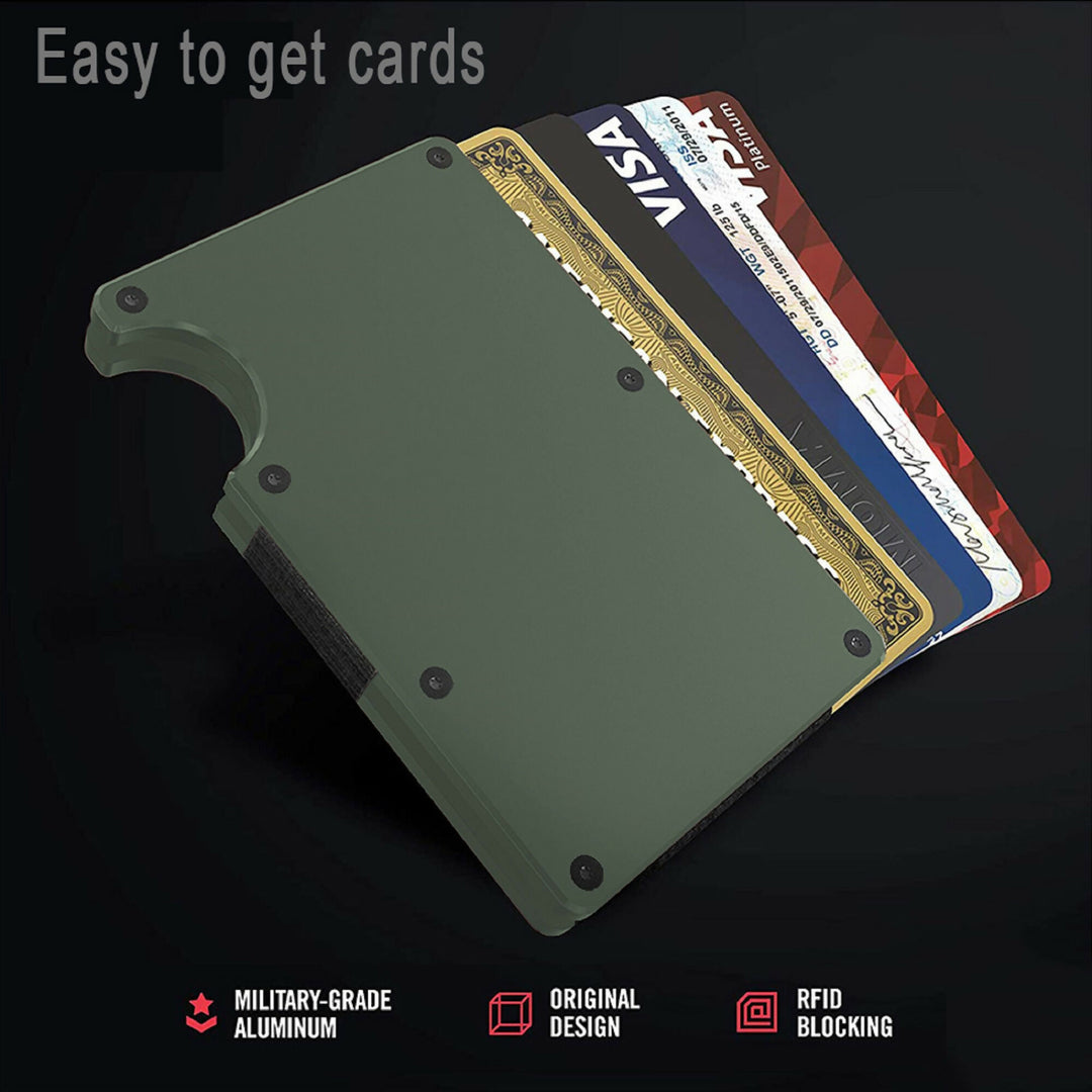 Metal Wallet with Cash Strap Band for Men RFID Card Holder Money Clip Wallets for Women ,Army Green ,2025- on Lucasgift