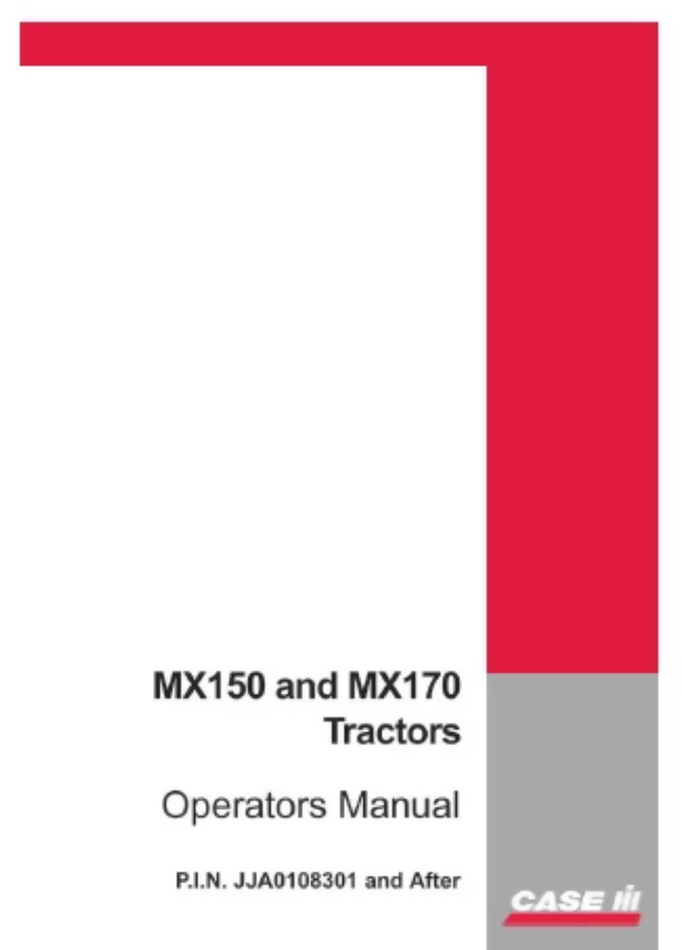 CASE IH MX150 MX170 TRACTOR OPERATORS MANUAL- on Lucasgift