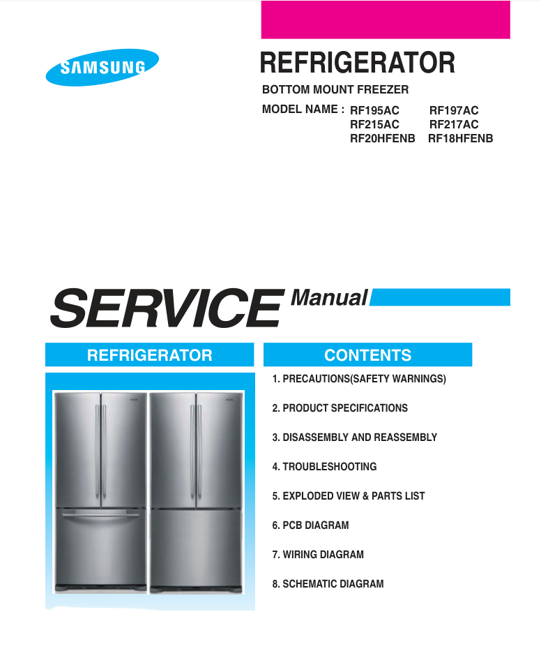 SAMSUNG RF18HFENBSR RF20HFENB Service Repair Manual- on Lucasgift