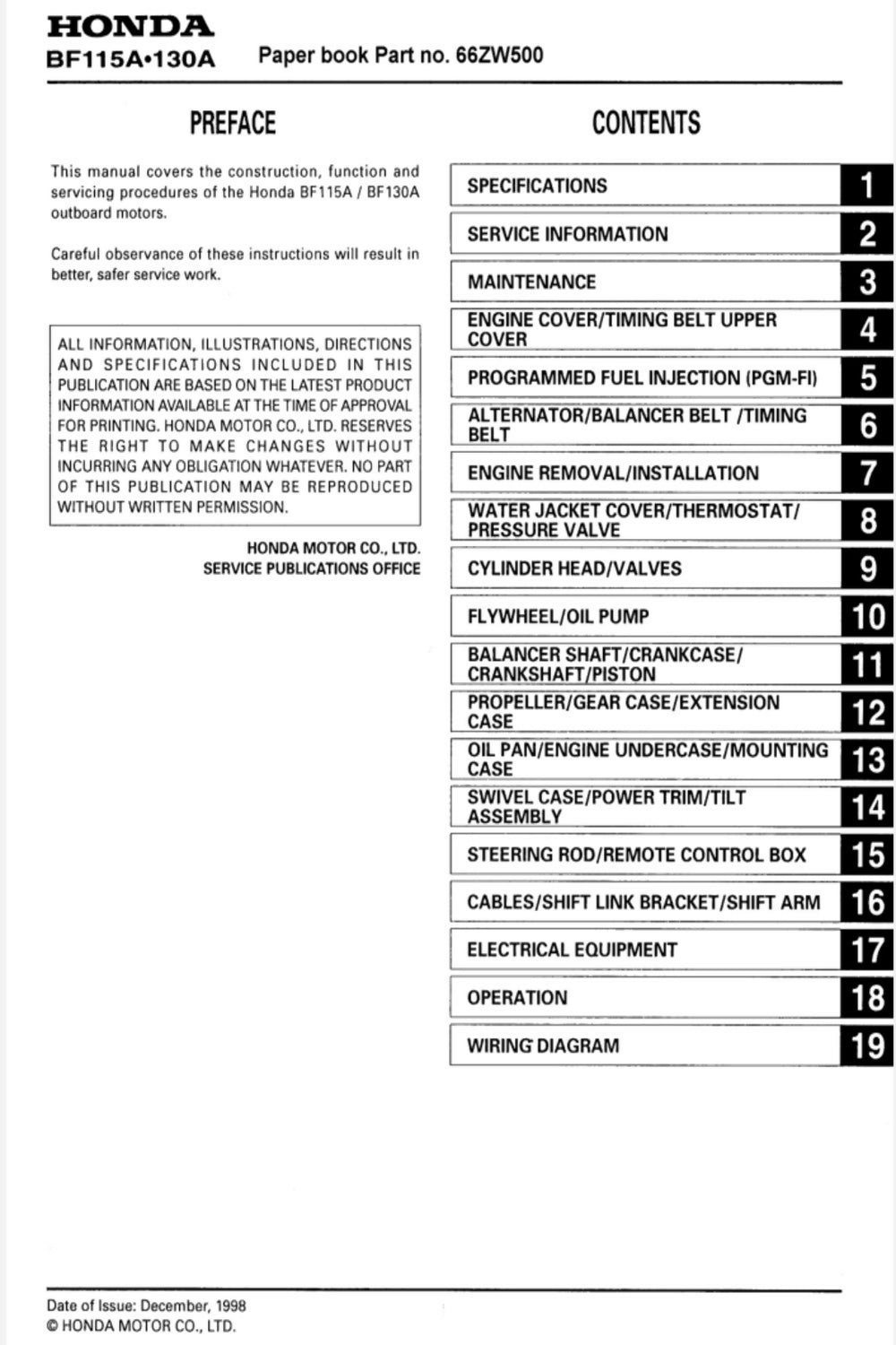 Honda BF115A BF130A Outboard Service Manual