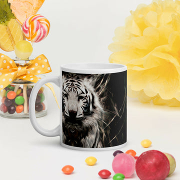 Guardian of Quiet Strength – Stylized White Tiger Mug
