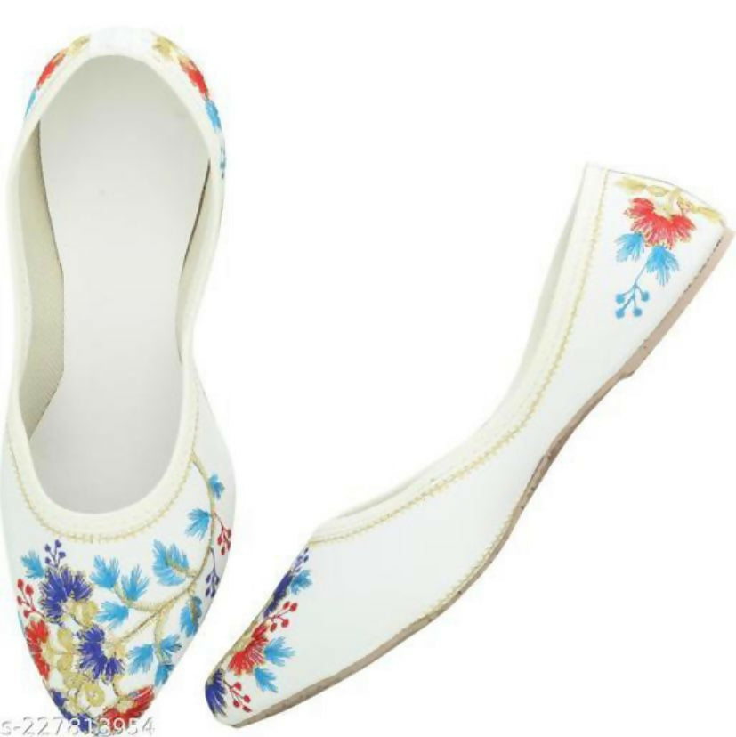 White Buckle Jutti: Handmade Punjabi Khussa Shoes- on Lucasgift