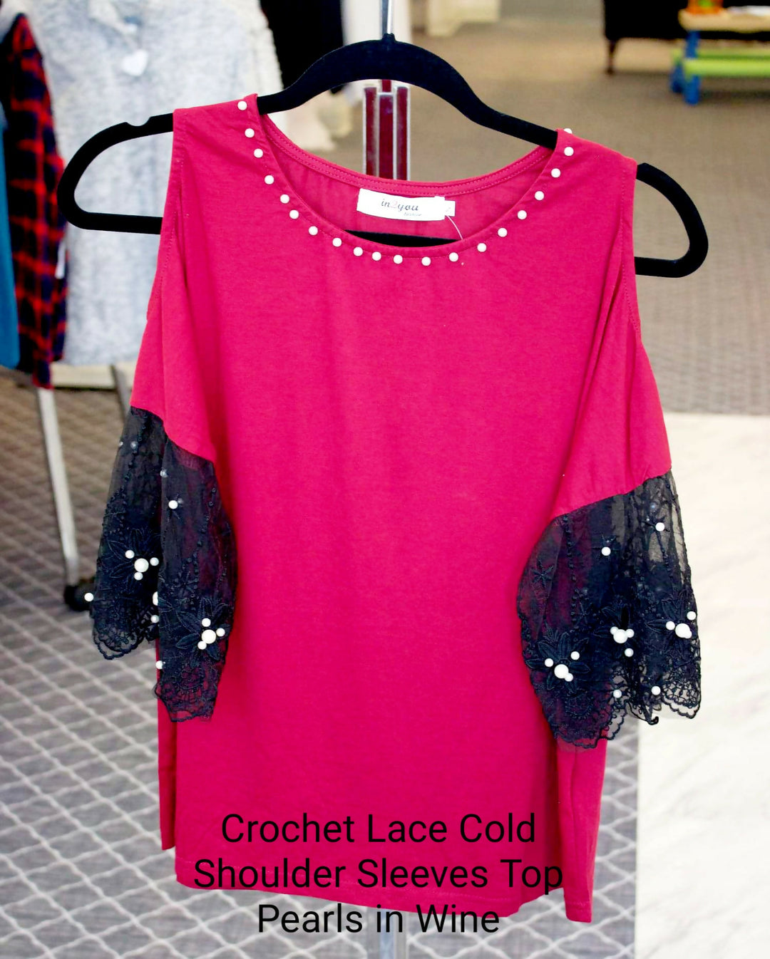 Crochet Lace Cold Shoulder Sleeves Top- on Lucasgift