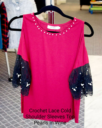 Crochet Lace Cold Shoulder Sleeves Top- on Lucasgift