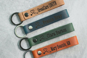 SLIM Business Logo Keychain, Custom Leather Keychain- on Lucasgift