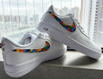 Custom Autism Awareness Air Force 1 – Hand-Painted Puzzle Sneakers