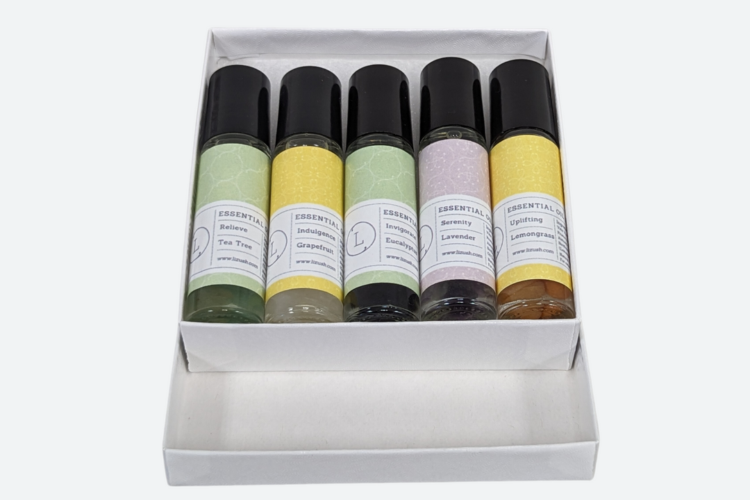 Essential Oils Roll-On with Crystals - set of 5- on Lucasgift