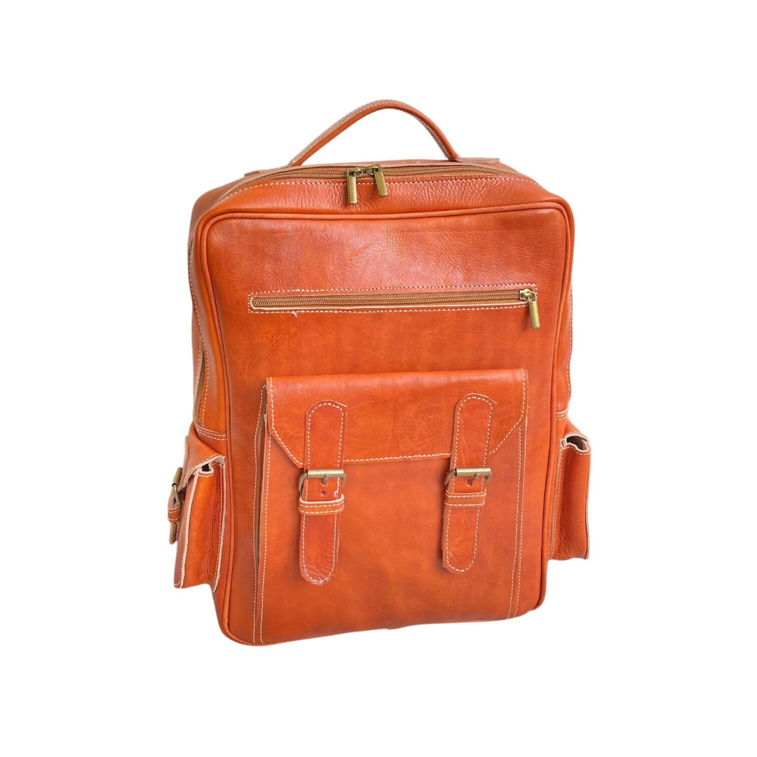Traditional Berber Style Real Leather Rucksack - Handmade Morocco Travel Bag- on Lucasgift