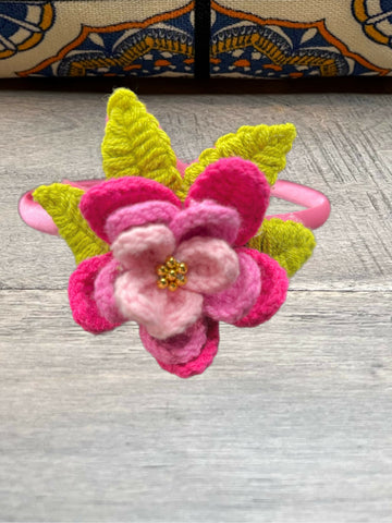 Hand Crocheted Headband - Lily - Pink- on Lucasgift