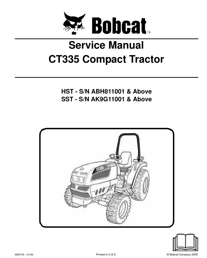 BOBCAT CT335 COMPACT TRACTOR SERVICE REPAIR SHOP MANUAL- on Lucasgift