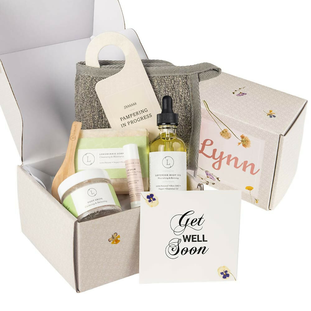 Get well soon - Personalized Self care gift box, Natural skincare gift set- on Lucasgift