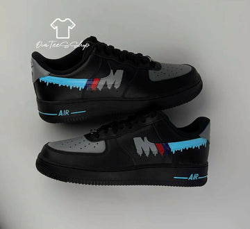 Custom BMW Black Drip AF1 Sneakers, Hand Painted Personalized Shoes